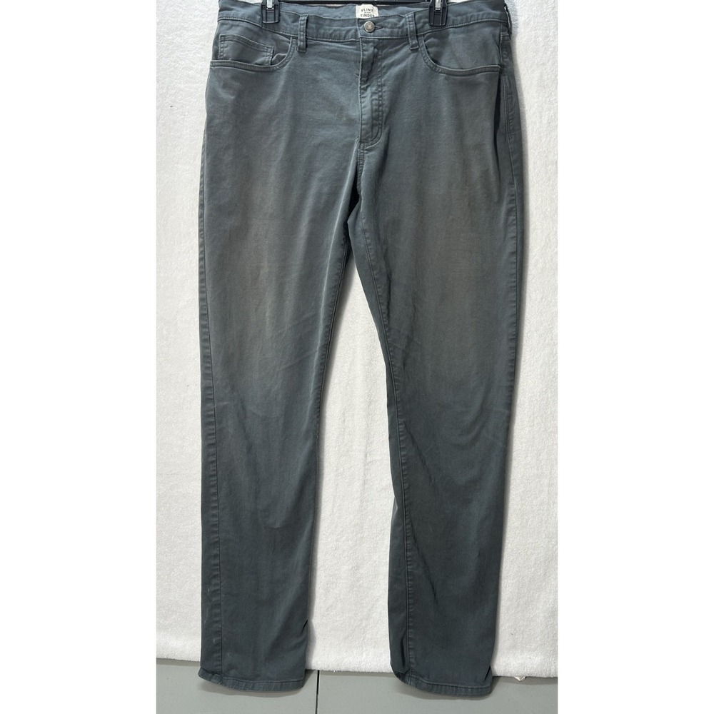 Flint & Tinder Mens Size 36X34 Gray Slim Fit 365 5 Pocket Chino Pants (J1)